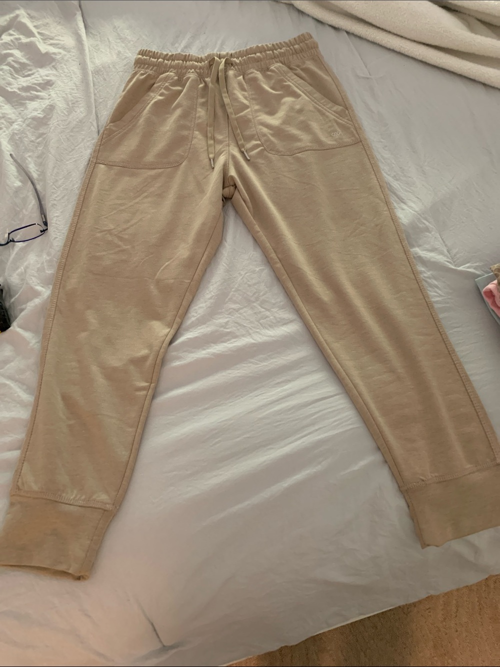 Beige Drawstring Jogger Sweatpants